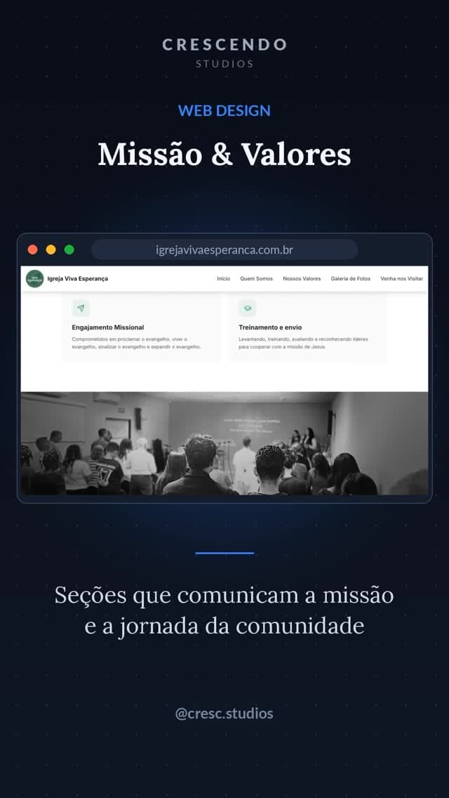 Client spotlight: mission and values pages for Igreja Viva Esperança